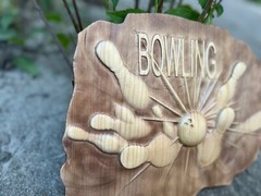 Bowling Wood Carving Multicolor Picture Woodworking 3D Handmade Wall Decor Bowle