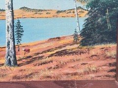 VINATGE MUELLER SIGNED CATTLE OIL PAINTING BIG LAKE WHITE MOUNTAIN ARIZONA 1957