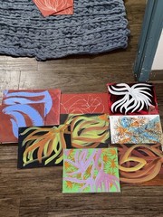Abstract Floral Paintings on Canvas Panels, Unframed Contemporary. $7 each.