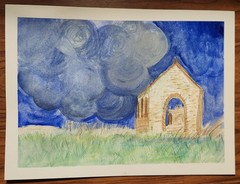 Northern Ireland Church Unique Impressionist Watercolor 9×12 Paper