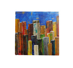 Abstract City Painting Original Art by Rain Crow