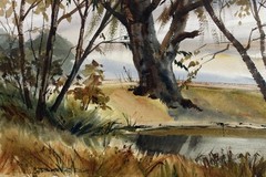 1971 Original Bette G Elliot (1920 – 2011) Landscape Watercolor Painting Signed