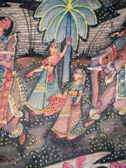 India Royal Mughal Procession Parade Pichwai Painting on Cotton Large 3′ x 5′