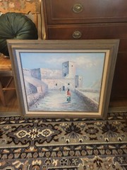 Vintage Oil Painting Pueblo Indian Native American Original Signed Framed 30×26″
