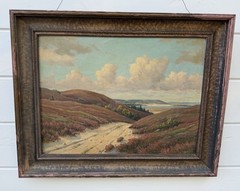 Antique Vintage Listed Hans Hilsoe 1871-1942 Landscape Seascape Oil Painting