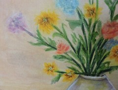 Colorful Flowers in a Vase, Original Watercolor Painting, 7 3/4 x 9 1/2, Floral