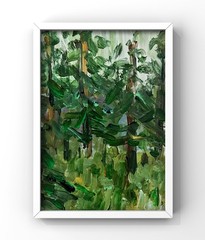 Forest Greenery Art Abstract Nature Trees Artwork Rustic Woodland Home Decor 4×6