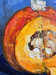 Pumpkin Original Oil Painting Still Life Kitchen Halloween Art Signed Impasto