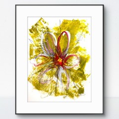 Original Abstract Expressionism 9X12 Flowers Paper Colorful Handmade Signed 9