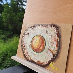 Denver Omelet Painting Kitchen Still Life Original Art Fried Egg Breakfast 6×8