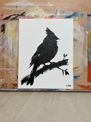 Laeknapes Original Abstract Painting 14X11 Canvas Gallery Monochromatic Cardinal