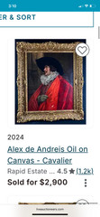 Alex de Andreis (1880-1929) Oil Painting Large Cavalier Portrait c 1920s