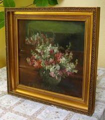 Bouquet of Flowers Before a Mirror. Signed and Dated 1917.