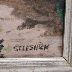 Signed Selesnick Bucks County Canal Pathway Scene Oil Landscape Painting 33X42