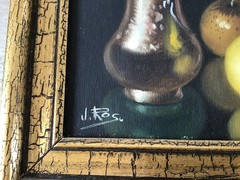 (3) Framed Still Life Oil Paintings, signed J. Ros- Fruits and Vegetables 6”x8”