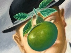 Rene Magritte „Son of Man“ Painting Study Original Oil On Canvas Unframed Large