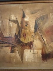 Hollander Original Oil Painting, Large Mid-Century Modern Abstract Signed