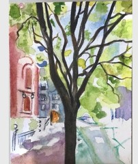 ACEO Art Card Print Of Original NYC Autumn tree Watercolor From LinkNYC