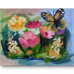 BUTTERFLY MONARCH SEASON 14X11 IMPRESSIONISM ORIGINAL MODERN FINE ART