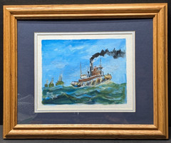 BILL PAXTON (1930-2007) Original Painting Tug Gulf of Maine 1921 Signed 8″x10″