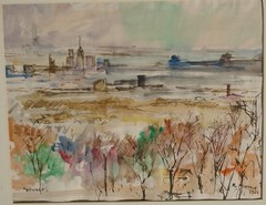 Newark Cityscape Watercolor 12 1/2″ x 15 1/2″ Painting-1964-Rodolfo Marma