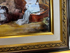 Pierre Bonnet Limoges Enamel on Copper Silver Foil Plaque Village Scene C. 1955