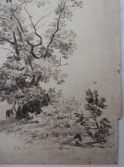 REGIS GIGNOUX NY Artist Painting INDIAN FALL Horses ca 1855 HUDSON RIVER SCHOOL