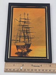 Harold Shinnick signed Nautical Clipper Boat Framed Original Oil Canvas Painting