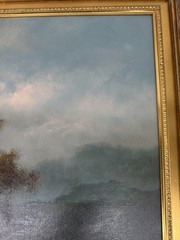 Ludwig Muninger Alpine Landscape Scene Oil Painting Framed 33″ x 41″