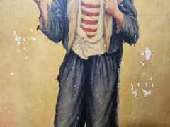 1955 Mike Mansor Folk Art Clown Painting „Man About Town“ Laingsburg MI *READ*