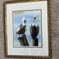 Antique Framed Artist Signed Fine Art Giclee Original Watercolor Michele Doha
