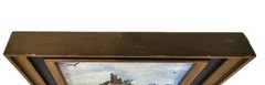 Vtg Original Oil Acrylic Painting Homestead Scene Birdhouse Blue Flowers Vines