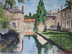 Original Painting in Watercolor „Donzy, France“ 16″x 12″