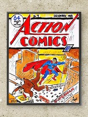 Original Action Comics No. 7 Cover Pop Art Comic Painting 11×14 Acrylic Canvas