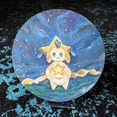 Canva Original Signed by Aime Pokemon Jirachi Stars Outer Space Fan Art