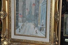 ‚ New York City Winter scene ‚ by Listed Artist Guy Wiggins (1883 – 1962 )