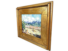 Original Paula Devereaux Painting Plein Air NM Landscape Cactus w Mountain