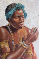 KENT COTTRELL 1887-? OIL PAINTING WOOD PANEL SIGNED LISTED SOUTH AFRICAN WOMAN