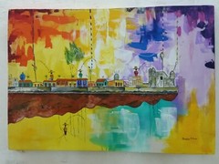 Original painting: Cojimar, remembering his ancestors, Framed 34″ x 42″