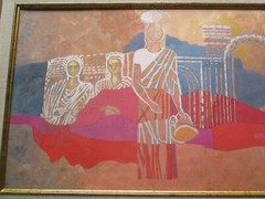 Original Tempera Painting ANCIENT GREECE Ukrainian Berezhnaya Vintage MODERNIST