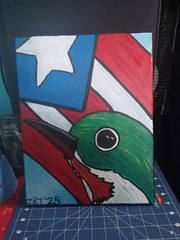 San Pedrito Acrylic Paint Art Folk Puerto Rico Rican Borinquen Bird Flag Boricu