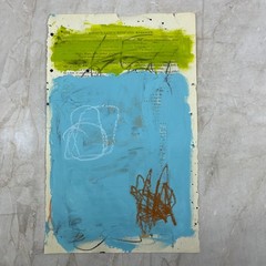 Original Mixed Media Abstract Art Painting 6×9.75” on 1861 Paper Signed #7