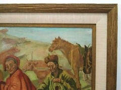 LISTED BORIS VASSILOFF Sd ORIG O/B MONGOLIAN HERDSMEN FIGURES in LANDSCAPE