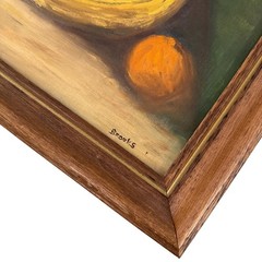Vtg 60s Still Life Oil Painting Signed Brooks Fruit Study Bananas Orange Apple