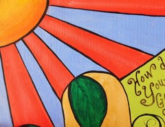 Abstract sun vegetables garden canvas original Art by Rain Crow