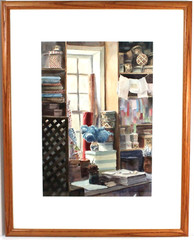 Vintage Storage Room Detailed Watercolor By Virginia Artist Lella Lee Edwards