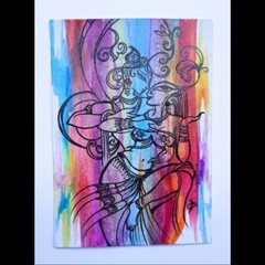 ACEO Original Attractive Abstract Couple Love Acrylic & Black Pen Line Art OOAK