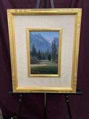 William R. Davis „Merced River, Yosemite Valley“ Oil on Panel 18 1/2″ x 22 1/2”