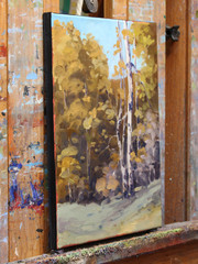 Art Original Oil Painting Landscape Yellow Trees Aspen Fall Autumn by Jeff Love