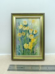 Yellow Tulips Original Oil Painting 6×4 Framed Signed Floral Spring Flowers Art